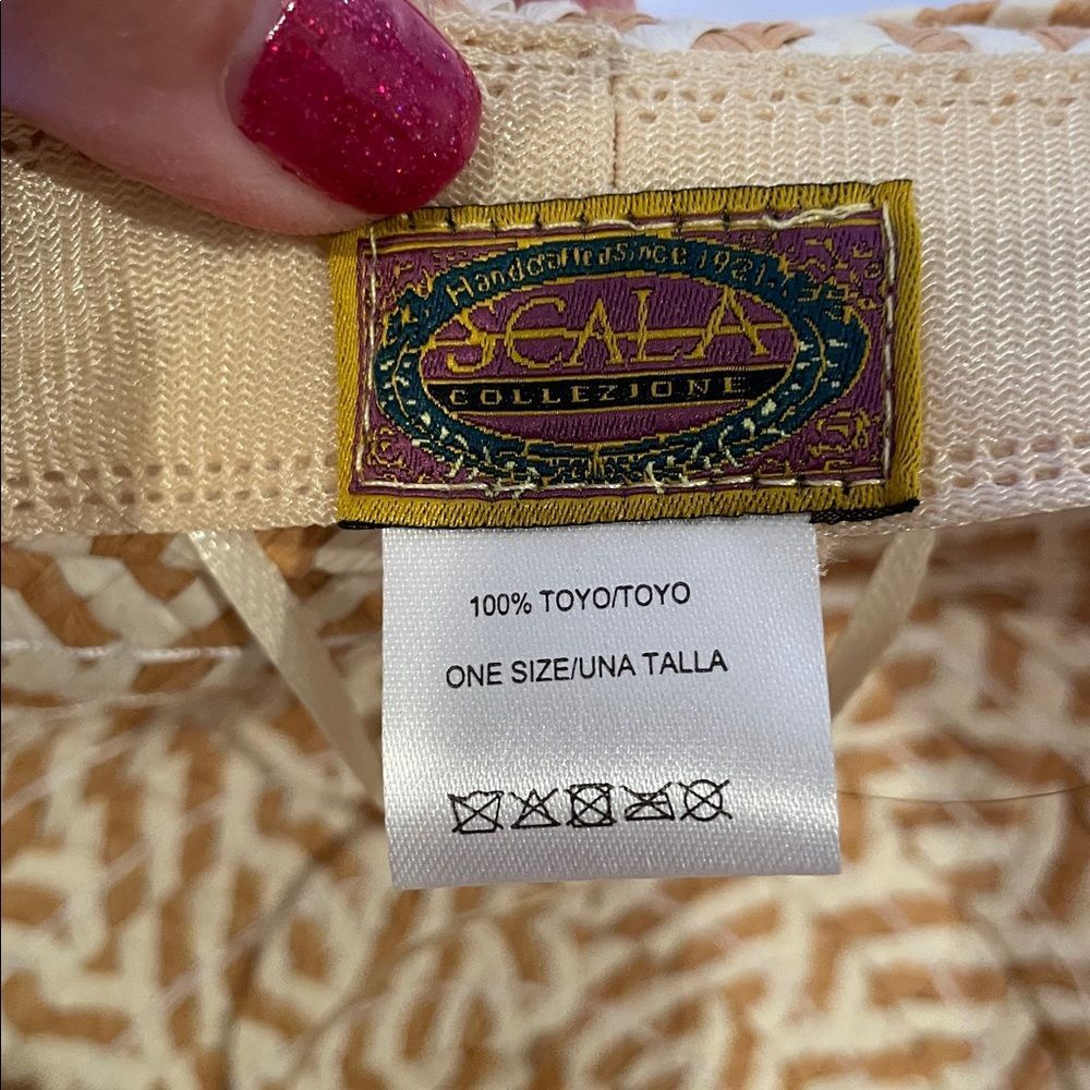 Scala Tan and White Patterned Hat - image 7